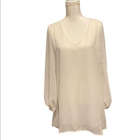 AUDITIONS Gorgeous Sheer White Lined Dress with Back Cut Out Women’s Size Small - Picture 1 of 11